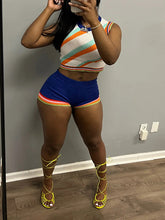 Set aus gestreiftem Strick-Tanktop und Shorts